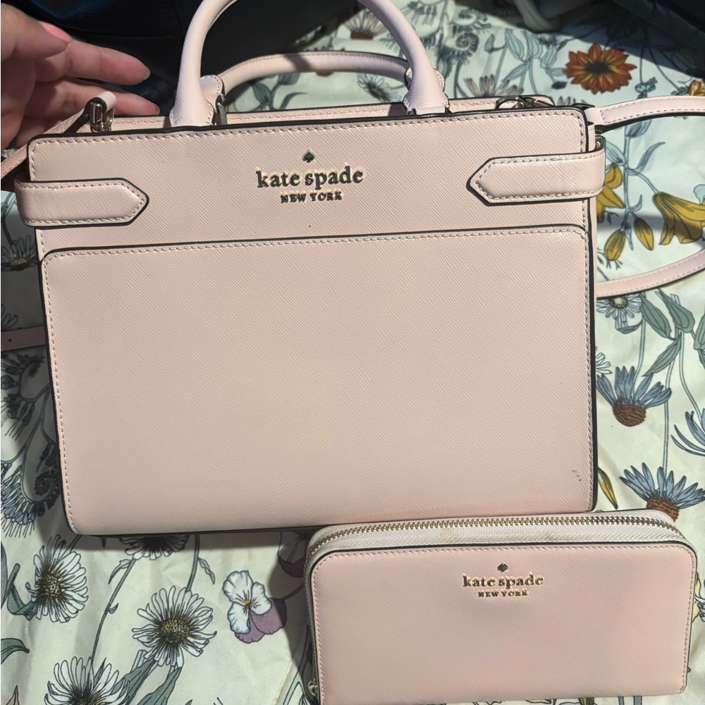 Kate Spade Pink Satchel with Gold Accents